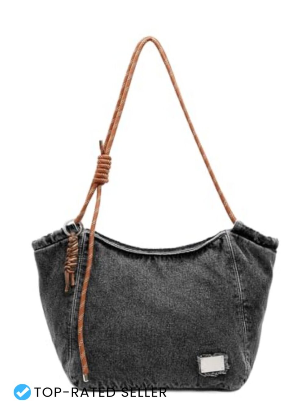 Denim Tote Bag Crossbody Shoulder Handbag Adjustable Strap Casual
